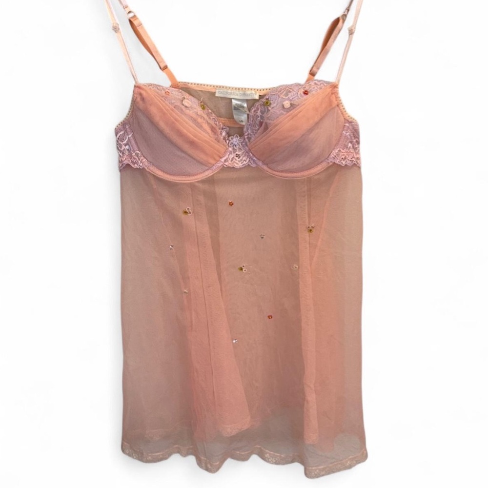 Vintage California Dynasty pink mesh lace slip dress